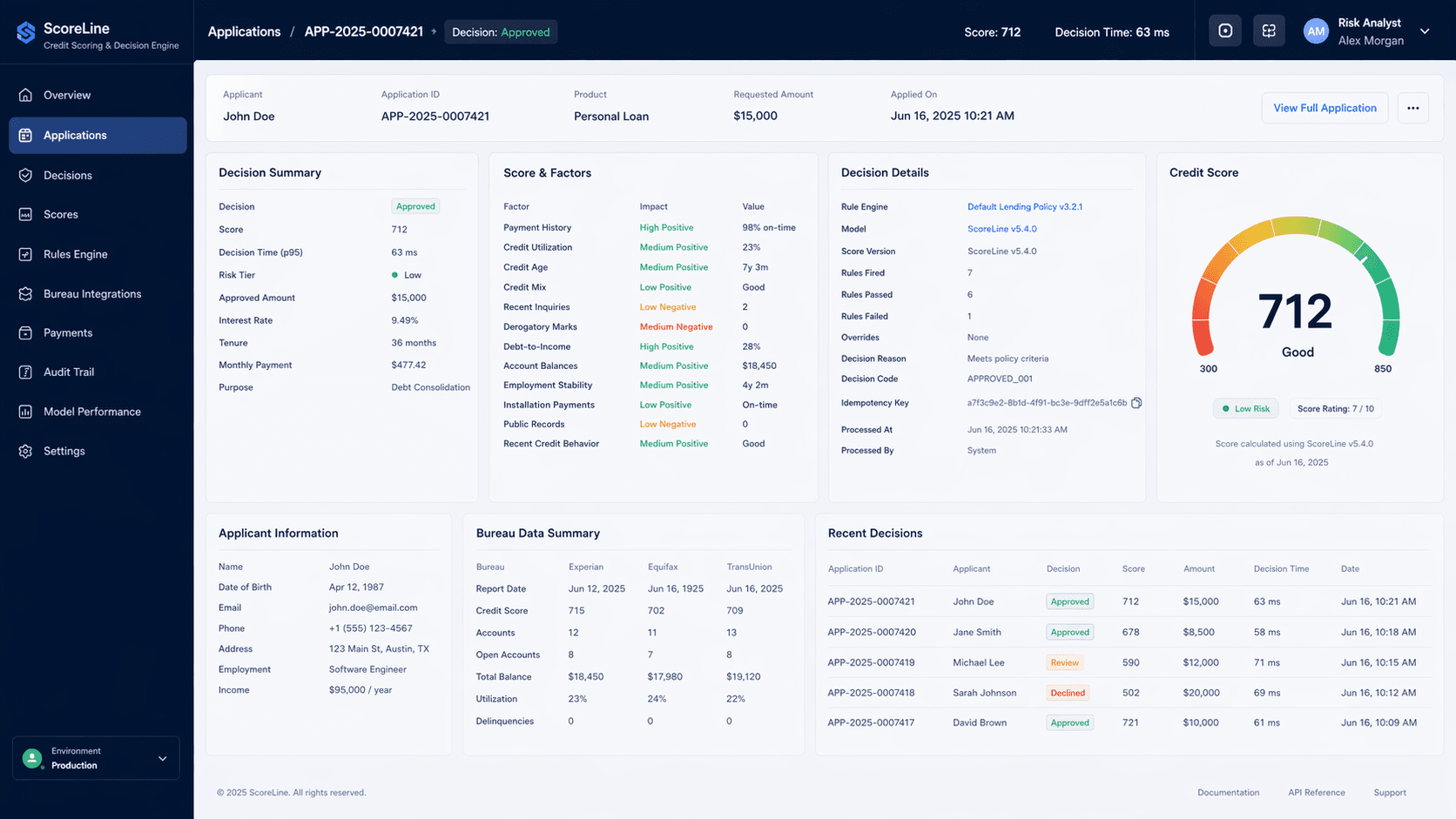 ScoreLine - Credit Scoring & Decision Engine preview